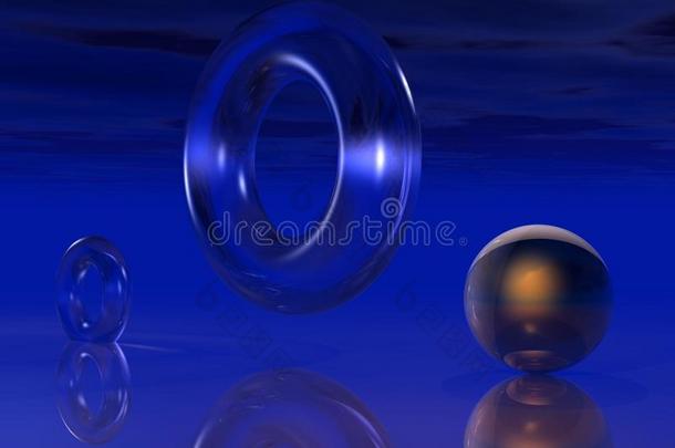 抽象的背景-戒指和球