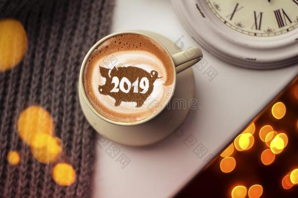 咖啡豆卡普契诺咖啡采用一杯子和一p一ttern关于指已提到的人象征关于2019