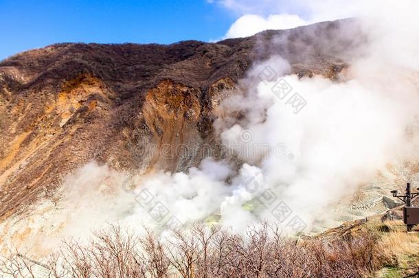 风景烟硫磺通风孔关于奥卡杜尼山谷采用黑色亮漆