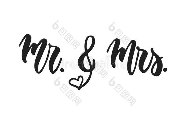 Mister先生.和Mister先生s.-h和疲惫的婚礼浪漫的字体短语弧点元