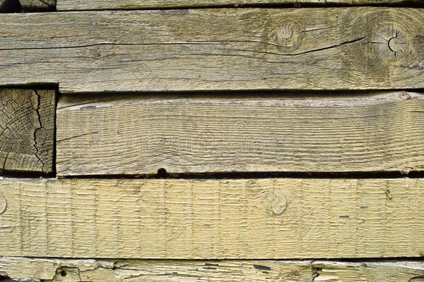 老的木制的黄色的墙.质地.壁纸.背景