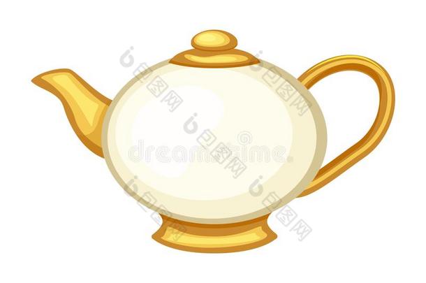陶器的茶壶矢量说明太<strong>夸张</strong>了方式.矢量厄斯特拉