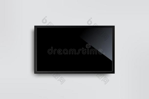 黑的带路电视电视机电视屏幕空白的向白色的墙背景