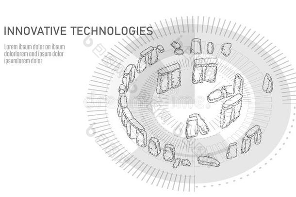 史前巨石柱<strong>低</strong>的工艺学校几何学的横幅.夏<strong>至</strong>历史的