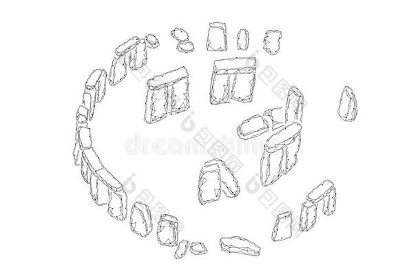 史前巨石柱<strong>低</strong>的工艺学校几何学的横幅.夏<strong>至</strong>历史的