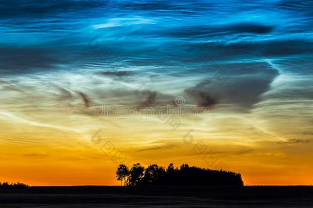 夜风景和<strong>生物发光</strong>的云在立陶宛