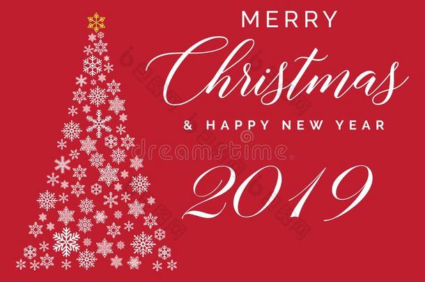 愉快的圣诞节和幸福的新的年2019字体样板.同意