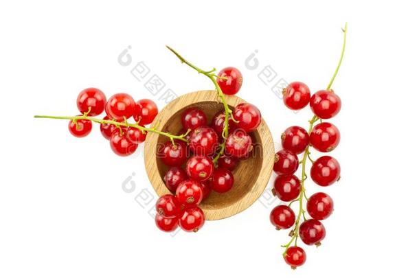 新鲜的生的<strong>红</strong>色的小葡萄干浆果隔离的向白色的