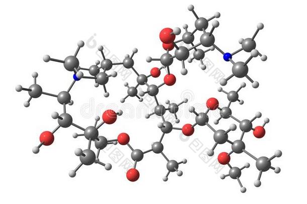 阿奇霉素分子的结构隔离的向白色的