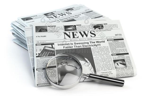 新闻.小型放大镜和周期的int.引人注意新闻新闻papers隔离的向白色的.