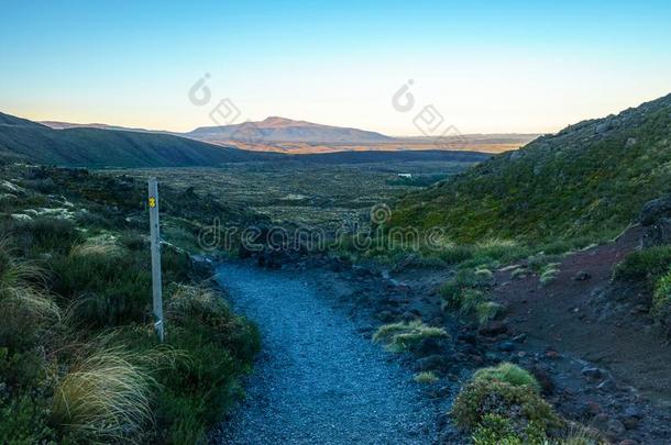 汤加里罗火山阿尔卑斯山的人行横道,日出,火山的火山口,新的西兰岛1