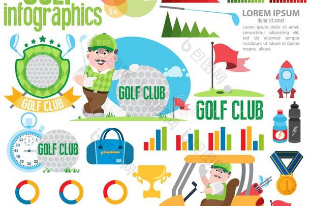 高尔夫球俱乐部和高尔夫球信息图表