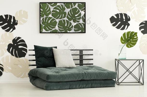 海报关于树叶在上面日本床垫和垫采用现代的卧室采用t