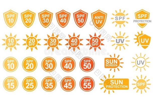 收集关于太阳-tectionfact或防晒因子和umbilicalvein脐静脉太阳保护标签或手势隔离的