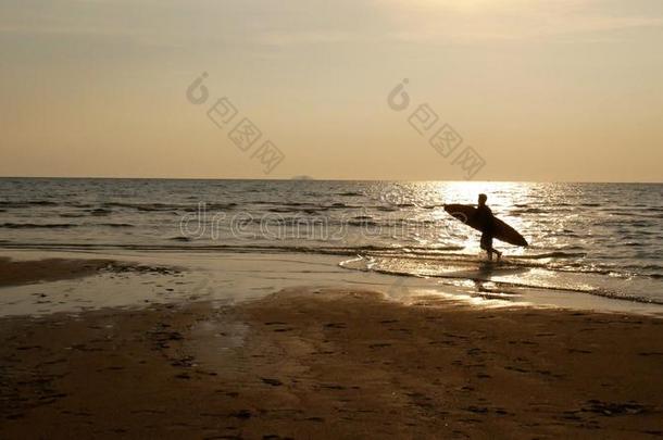 轮廓关于海浪男人和海浪board跑步向水海浪ace.
