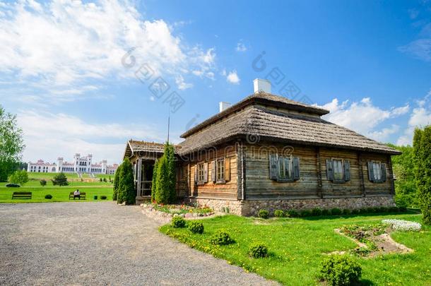 美丽的令人惊异的夏风景关于俄国的村民.老的伍德