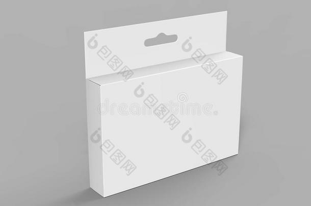 绞死白色的空白的卡纸板<strong>包装</strong>盒和悬挂帐单零售