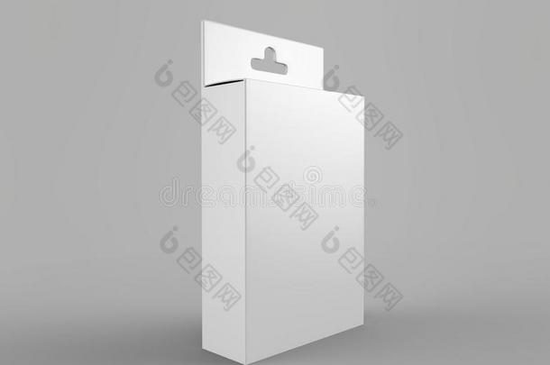绞死白色的空白的卡纸板<strong>包装</strong>盒和悬挂帐单零售