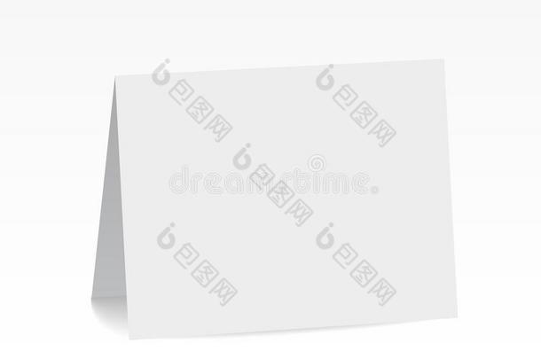 现实的起立白色的空白的<strong>折叠</strong>的纸<strong>卡片</strong>