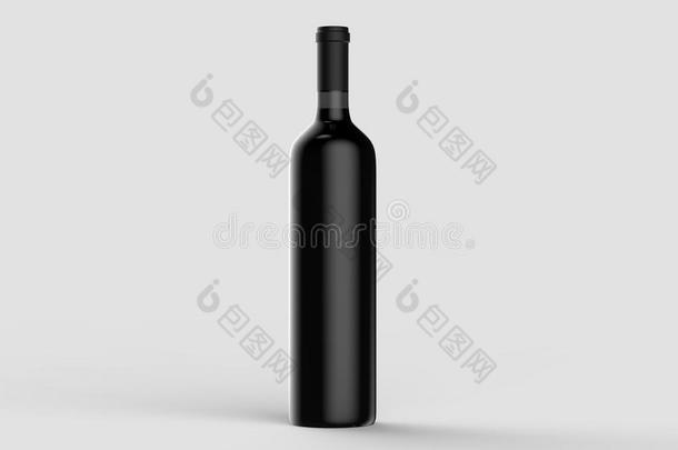 葡萄<strong>酒</strong>瓶子愚弄在上面在外部标签.隔离的向光灰色后面