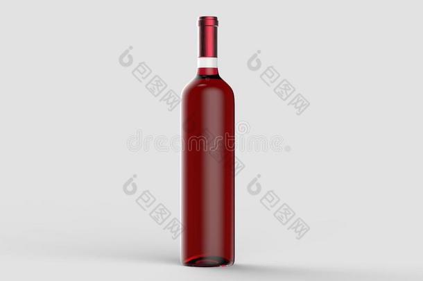 葡萄<strong>酒</strong>瓶子愚弄在上面在外部标签.隔离的向光灰色后面