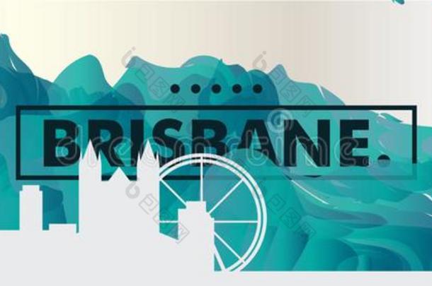 澳大利亚布里斯班地平线城市梯度矢量海报
