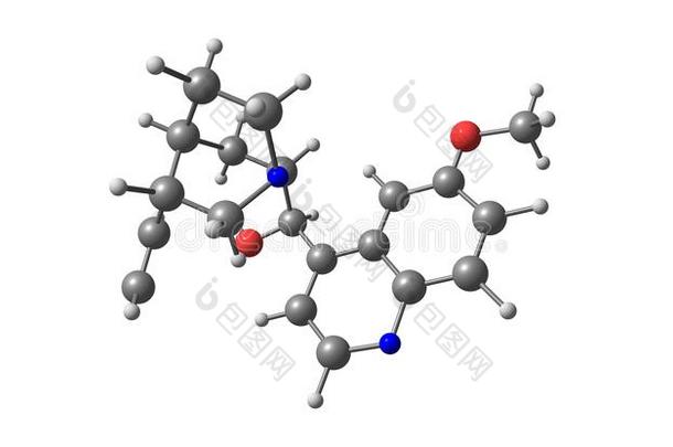 奎宁分子的结构隔离的向白色的