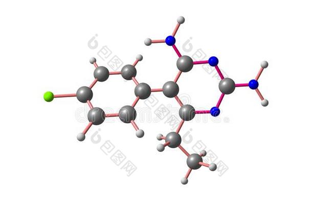 乙胺嘧啶分子的结构隔离的向白色的