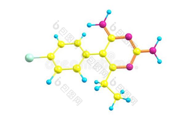 乙胺嘧啶分子的结构隔离的向白色的