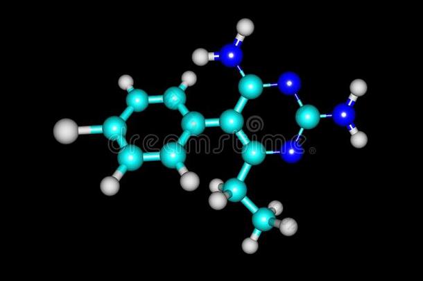 乙胺嘧啶分子的结构隔离的向黑的