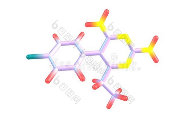 乙胺嘧啶分子的结构隔离的向白色的