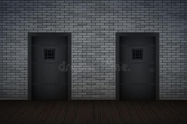 黑暗的砖墙和监狱内部
