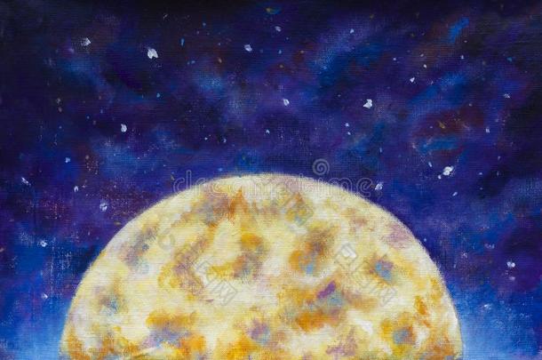 一大大地暖和的灼热的月亮采用一蓝色紫罗兰st一rrysp一ce.