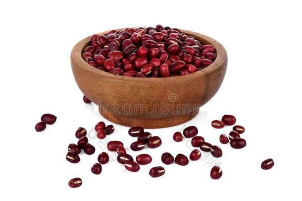 赤豆豆,小豆豆,红色的豆采用木制的碗向白色的用绳子拖的平底渡船