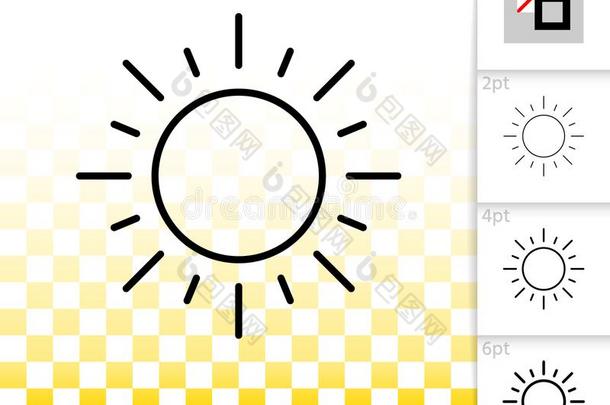 太阳简单的黑的线条矢量偶像