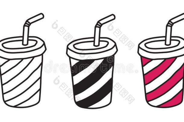 杯子矢量偶像标识咖啡豆茶水果汁杯子有条纹的漫画字符