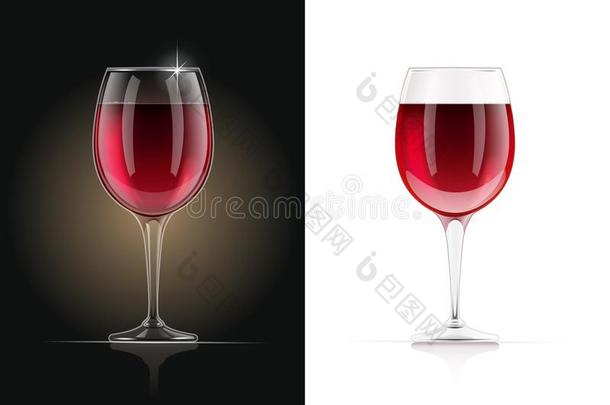 红色的葡萄酒玻璃.