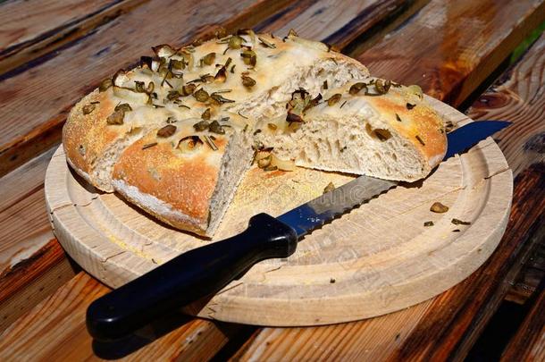 意大利人迷迭香香草橄榄油面包面包.
