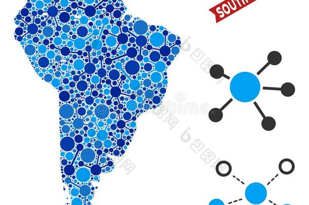 南方美洲地图连接拼贴画