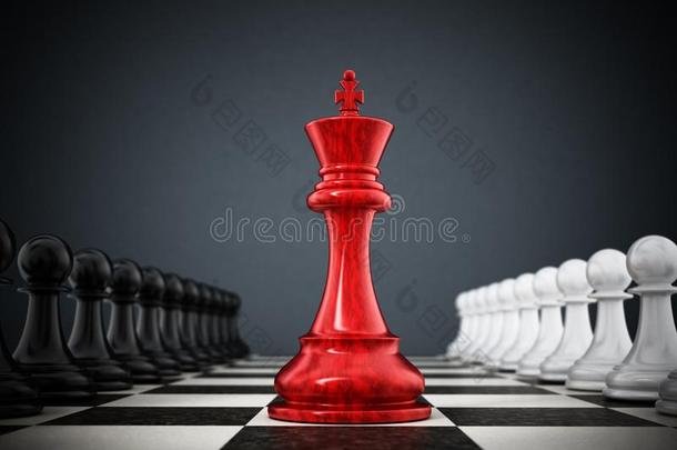<strong>红色</strong>的棋<strong>国王</strong>起立在之间白色的和黑的兵.3英语字母表中的第四个字母图解