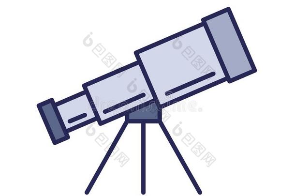 望远镜偶像,小望远镜.线条有色的矢量说明.弧点元