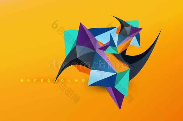 抽象的背景-几何学的折纸手工方式形状作品,