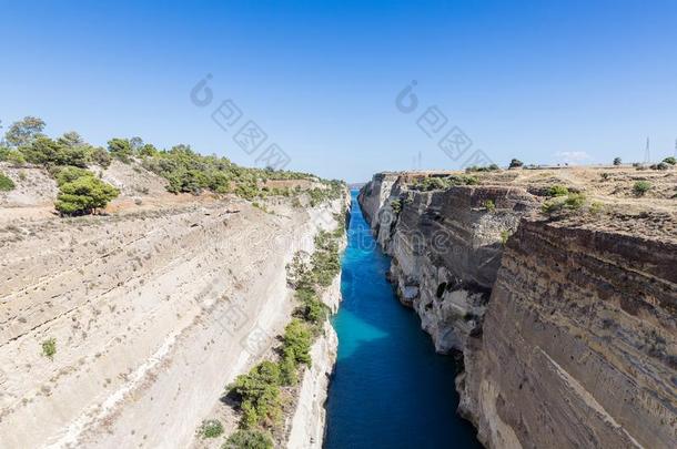 看法向地峡关于科林斯湾科林斯地峡从在上面,科林斯湾科林斯地峡,希腊,欧洲