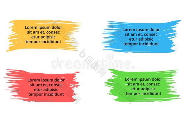 矢量刷子横幅信息图,标签和有背胶的标签.水彩画