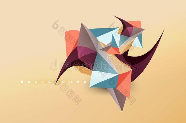 抽象的背景-几何学的折纸手工方式形状作品,