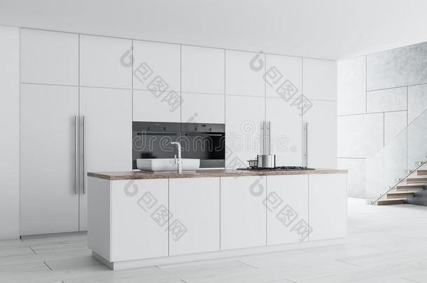 白色的厨房柜台采用时髦的厨房