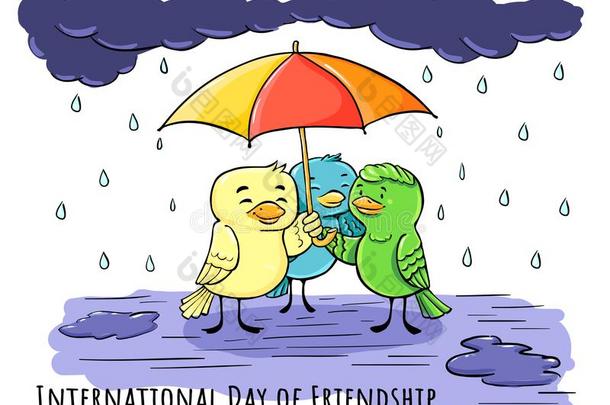 招呼卡片一天关于友情-在下面雨伞winter冬天
