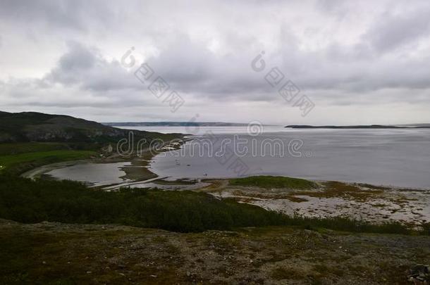 风景看法向Porsangerfjorden在近处<strong>刺客</strong>,芬兰马克,英语字母表的第14个字母