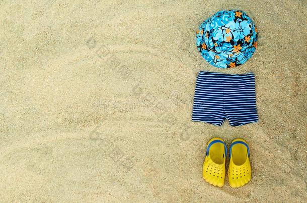 婴儿夏海滨服装,轻弹失败,帽子,短裤向沙海滩