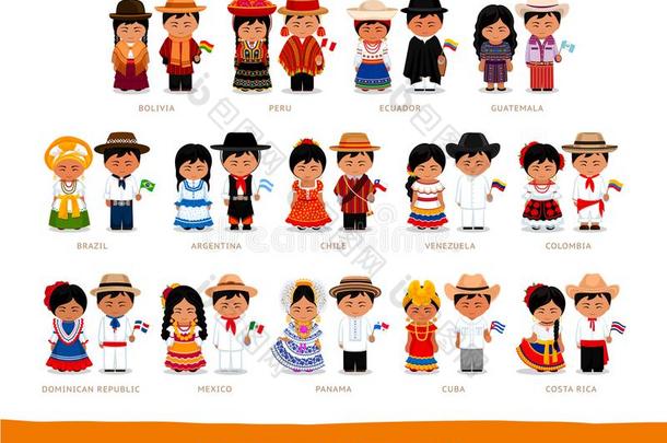 拉丁文美国人采用国家的衣服.